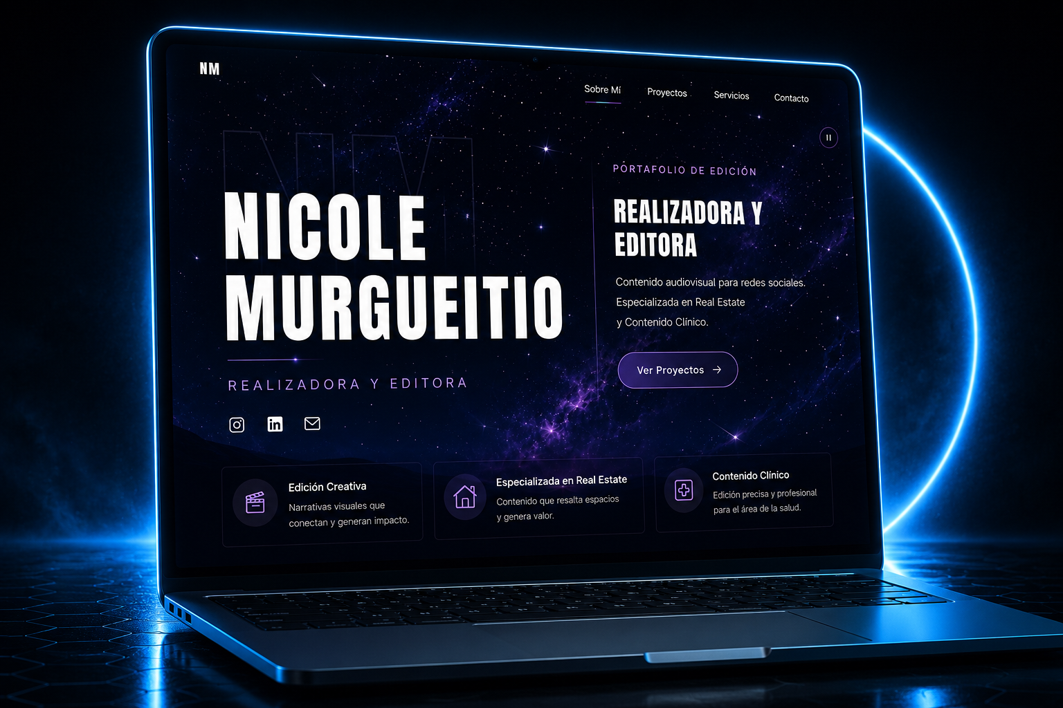 Portafolio profesional web para Nicole Murgueitio con contacto directo por WhatsApp - Raíz Studio