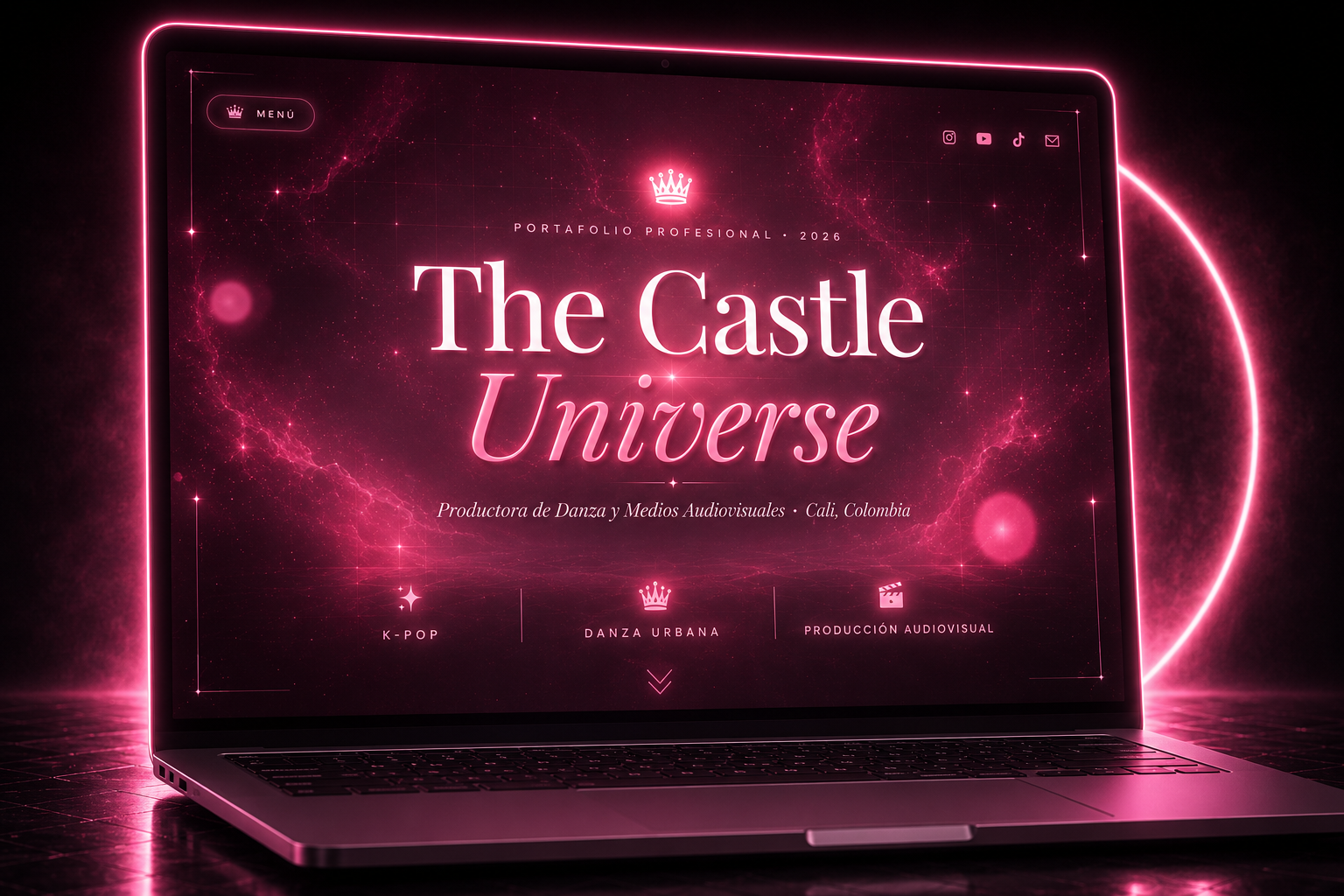 Sitio web portafolio 3D para academia de baile The Castle Universe - Raíz Studio