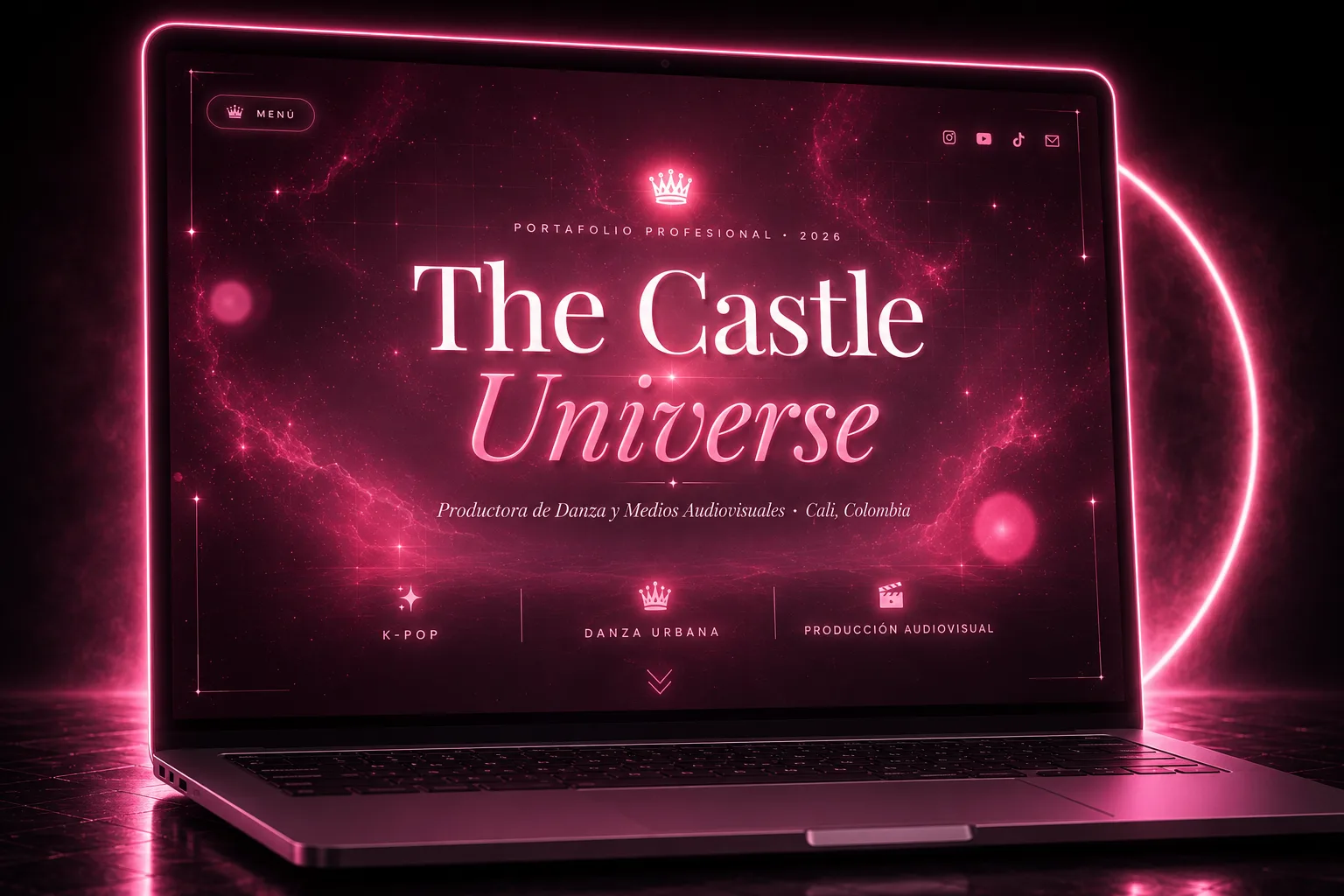 Sitio web portafolio 3D para academia de baile The Castle Universe - Raíz Studio